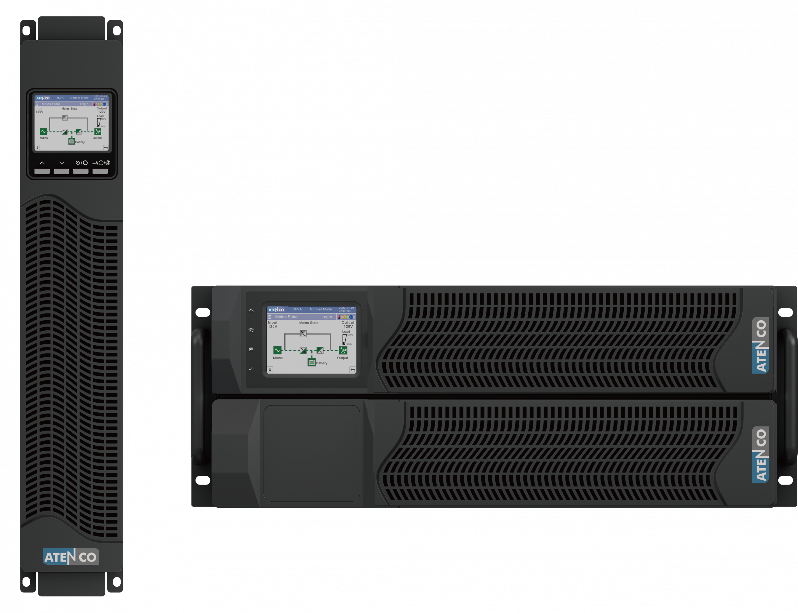 ATENCO RM11E PRO 6-10 kVA LiFePO4 lithium online double-conversion rack/tower UPS front view