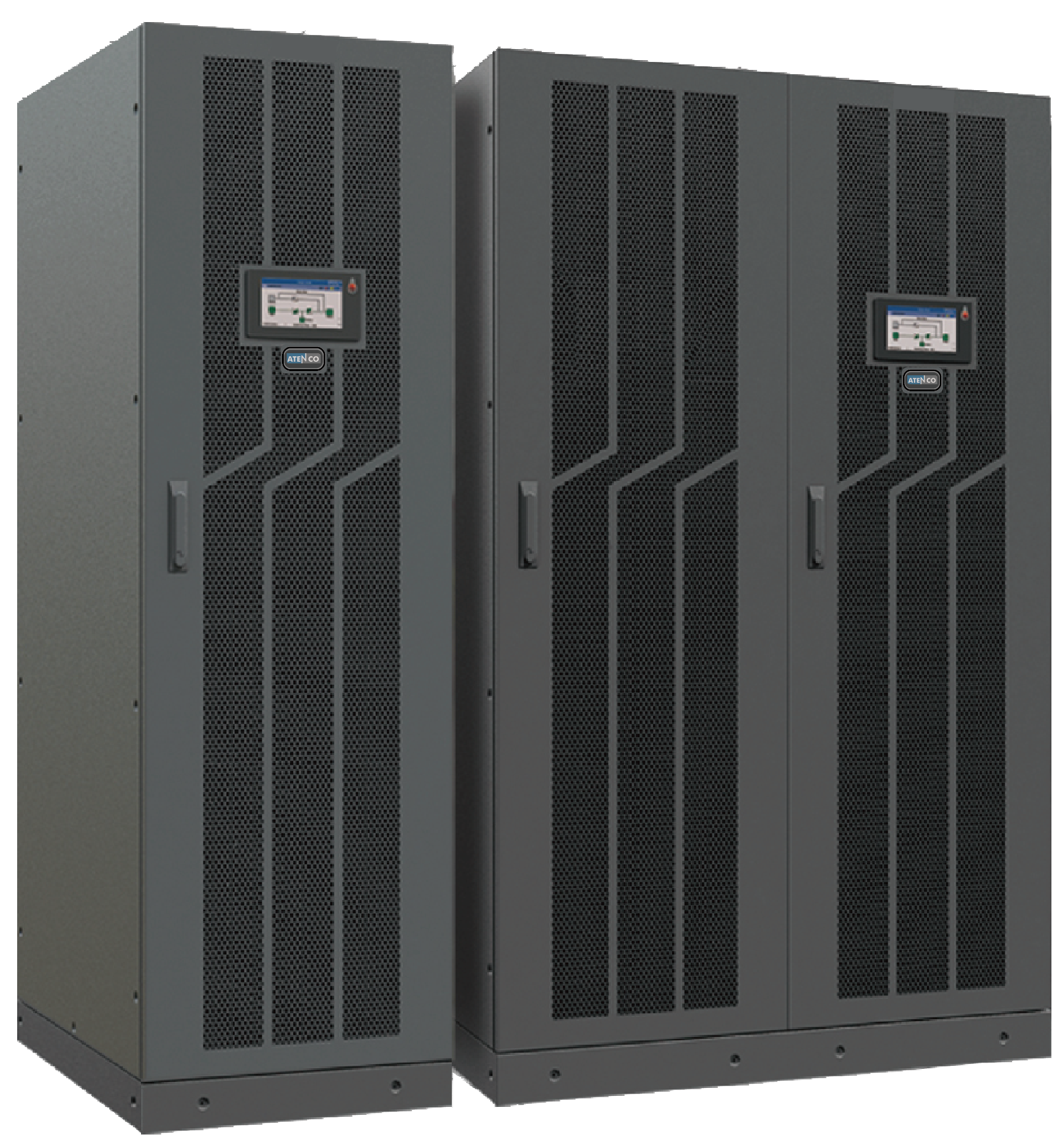 ATENCO TM66E Large Modular 400-1200 kVA flagship modular three-phase UPS cabinet, front view